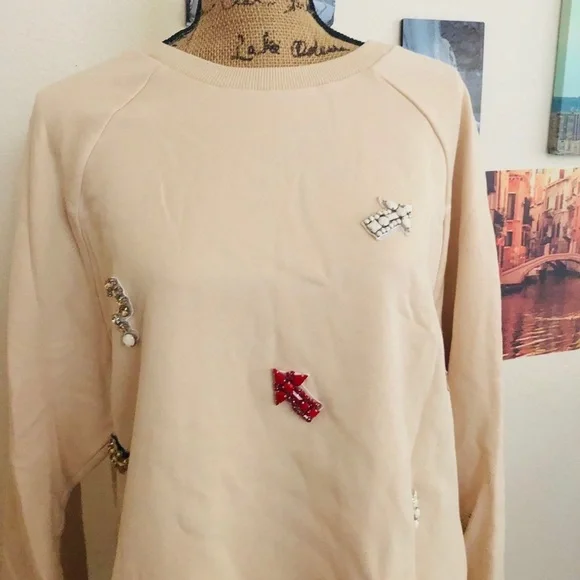 Stellah beige crystal embellished sweatshirt, Sz. 1X - Picture 3 of 7
